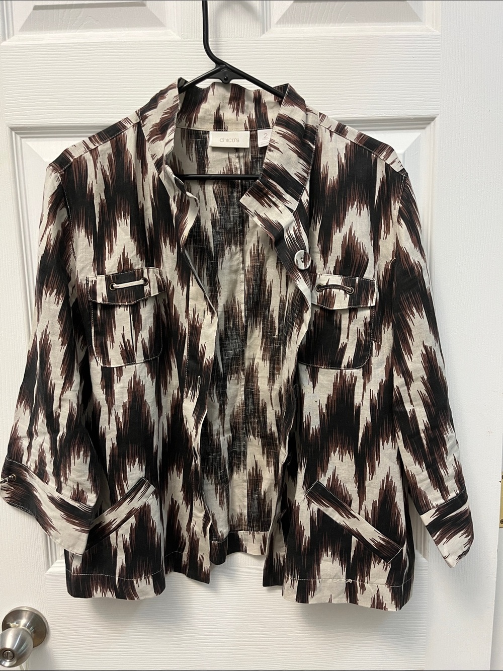Chico's Ikat-Style Button Jacket - Picture 9 of 9